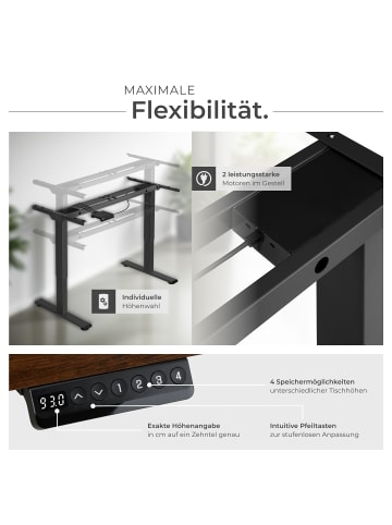 tectake Schreibtischgestell , Belastbarkeit 100 kg, 110-168 x 60 x 70-119 cm