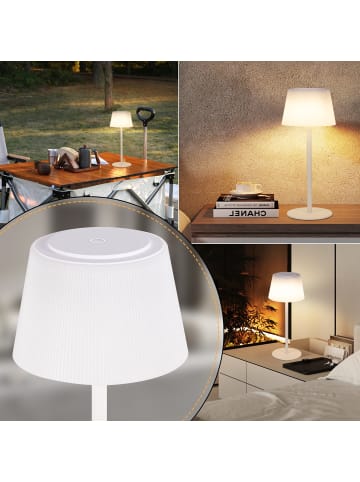 ZMH Tischleuchte LED kabllos Akku 3600mhA Touch Dimmbar in weiß IP44 Modern