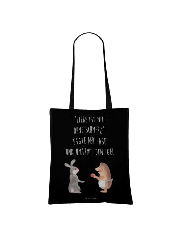 Mr. & Mrs. Panda Tragetasche Hase Igel mit Spruch in Schwarz