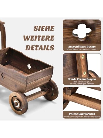 COSTWAY Blumenwagen Holz in Braun