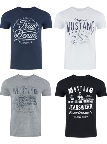 Mustang T-Shirt Basic Print 4er Pack in Mehrfarbig