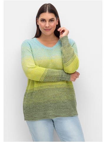 sheego Rippstrickpullover in grün meliert
