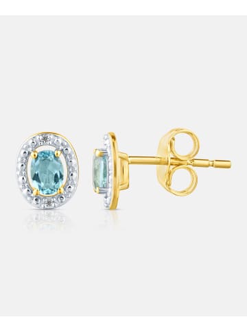 Diamant L'éternel Ohrstecker, mit Blautopas, 375 Gelbgold