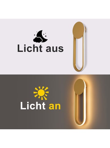 ZMH Wandleuchte LED in gold 12W Modern 3000K warmweiß Hallampe L 41.5cm
