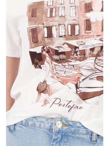 monari T-Shirt mit Strasssteinen und City-Print in Offwhite