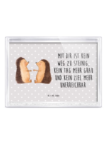 Mr. & Mrs. Panda Schneerahmen Igel Liebe mit Spruch in Grau Pastell
