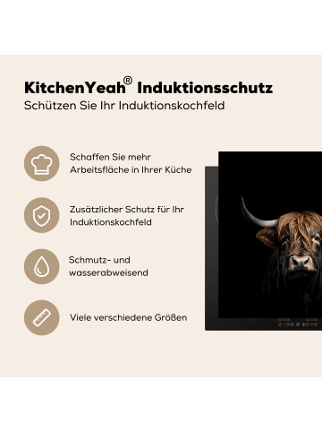 KitchenYeah Herdabdeckplatte Schottisches Hochlandrind düster