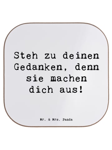 Mr. & Mrs. Panda Glas-Untersetzer Spruch Mutig zu seinen Meinung... in Weiß