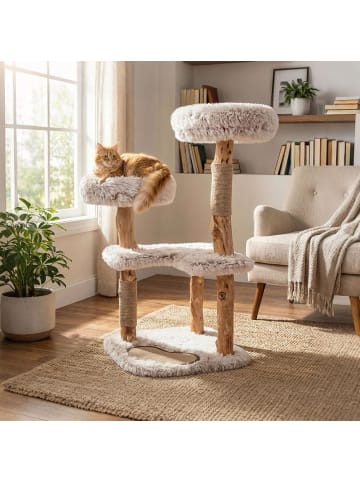 COSTWAY Kratzbaum Holz 101cm in Beige