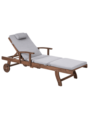 Beliani 2-tlg Gartenliege AMANTEA PREMIUM in Braun/Grau