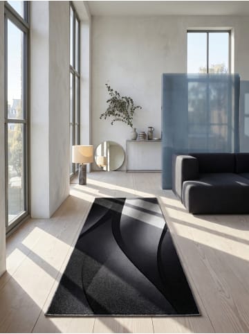 KADIMA DESIGN Teppich Kurzflor Waschbar Ombre INN Strapazierfähig OEKO-TEX in Schwarz