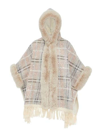 fraully Poncho in Beige Mehrfarbig