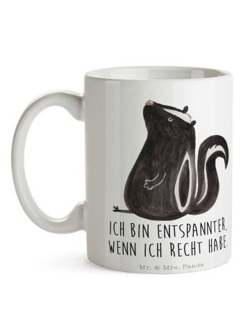 Mr. & Mrs. Panda Becher Stinktier Sitzen mit Spruch in Weiß