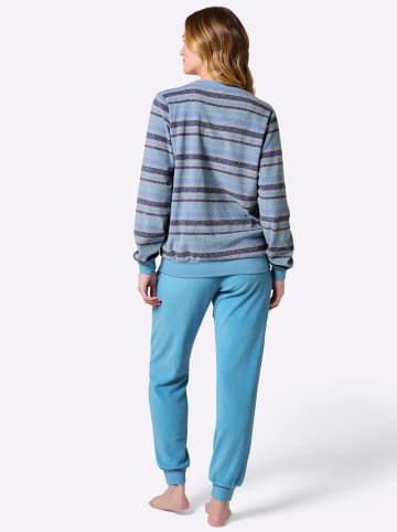 WITT WEIDEN Schlafanzug in aqua-grau-gestreift
