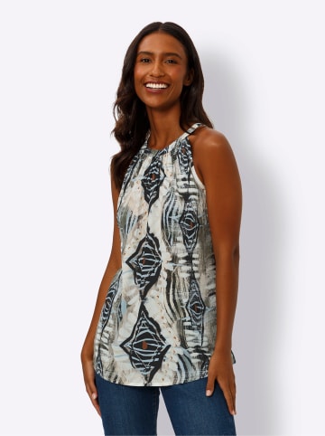 Heine Druckbluse in sand-hellblau-bedruckt