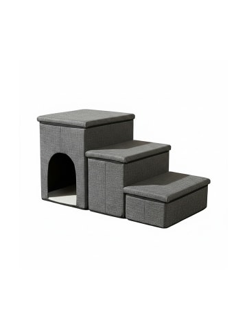 relaxdays Hundetreppe in Dunkelgrau - (B)75 x (H)43 x (T)33 cm
