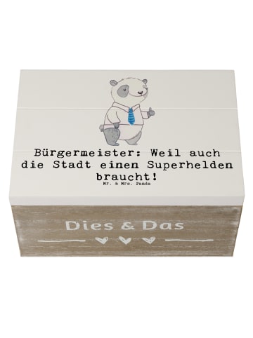 Mr. & Mrs. Panda Dekokiste Bürgermeister Superheld mit Spruch in Weiß