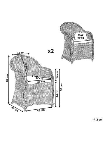 Beliani 4er-Set Sessel SUSUA in Braun/Weiß