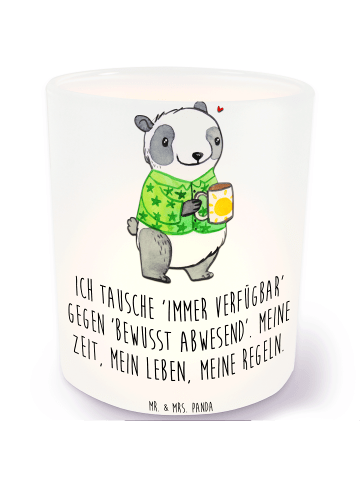 Mr. & Mrs. Panda Glas Windlicht Panda Burnout mit Spruch in Transparent