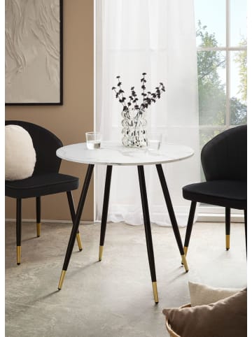 KADIMA DESIGN Esszimmertisch 75x75x76 cm Marmor-Optik Esstisch Modern in Weiß
