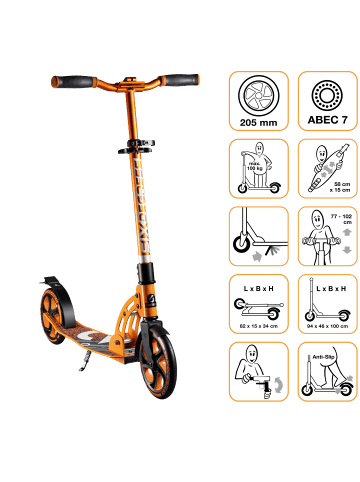 SIX DEGREES Aluminium Scooter 205 mm in orange