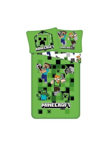 Minecraft Minecraft Bettbezug 140 × 200 cm Kissenbezug 70 × 90 cm Polyester in Grün