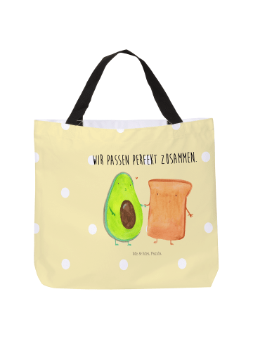 Mr. & Mrs. Panda Shopper Tasche Avocado Toast mit Spruch in Gelb Pastell