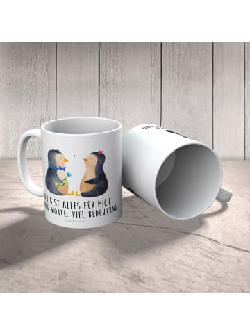 Mr. & Mrs. Panda Kindertasse Pinguin Pärchen mit Spruch in Weiß