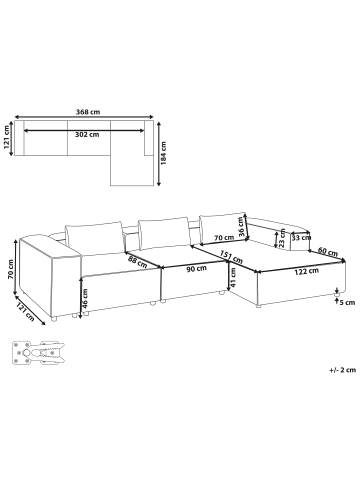 Beliani Ecksofa BRANDE in Braun - (W) 330 x (H) 70 x (L) 184 cm