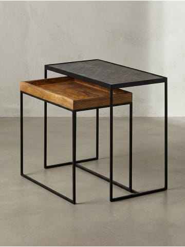 KADIMA DESIGN Wohnzimmertisch | Mango/Gesteinsoptik, 2er Set, Industrial