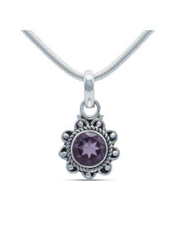 mantraroma 925er Silber - Ketten (L) 13 x (B) 23 mm mit Amethyst facettiert