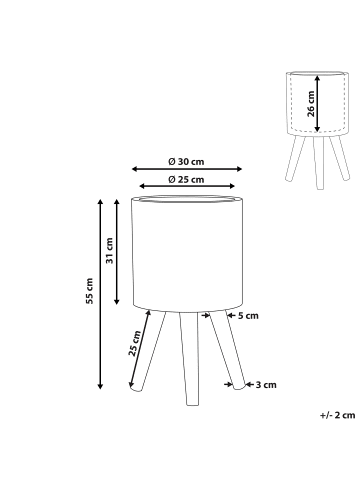 Beliani Outdoor Blumentopf NAUSA in Grau/Weiß/Braun - (W) 30 x (H) 55 x (L) 30 cm