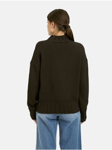 Milano Italy Pullover mit Stehkragen übergroßen Schultern 1/1 Ärmel in Mocca