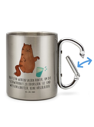 Mr. & Mrs. Panda Thermobecher Katze Wasserglas mit Spruch in Silber
