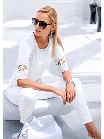 MADELEINE Shirt mit Halbarm und Spitzendetail in weiß