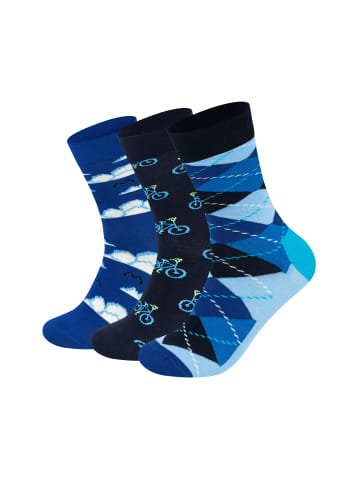 Happy Socks Socken Argyle & Bike & Pixelated Cloudy in marineblau