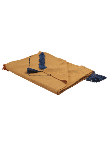 Beliani Kuscheldecke SHIMLA in Orange/Weiß/Schwarz - (W) 130 x (H) 1 x (L) 180 cm
