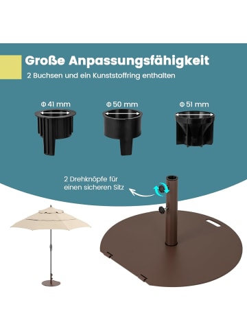 COSTWAY Schirmständer 23 kg mit Rollen & Griff 41/50mm in Braun