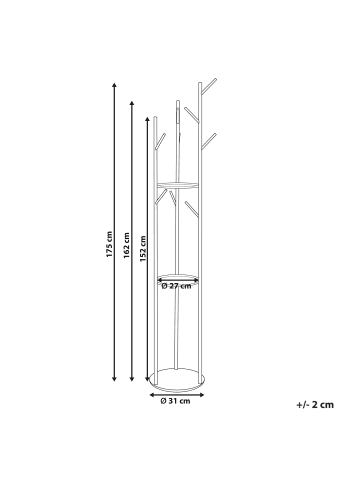 Beliani Kleiderständer RALTSON in Gold/Weiß - (W) 31 x (H) 175 x (L) 31 cm