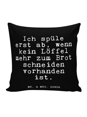Mr. & Mrs. Panda Kissen 40x40 Ich spüle erst ab,... mit Spruch in Schwarz