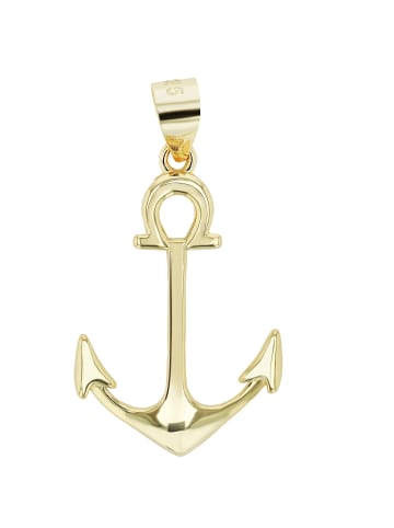 Adeliás Damen Anhänger Anker aus 925 Silber in gold