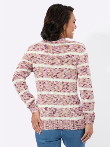 WITT WEIDEN Rundhals-Pullover in mauve-ecru-geringelt
