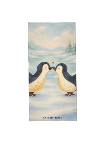Mr. & Mrs. Panda Badehandtuch Pinguin Liebe Design ohne Spruch in Weiß