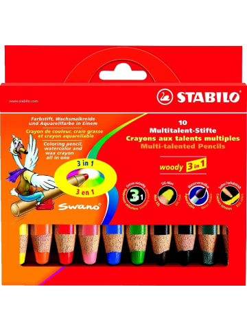 STABILO Holzfarbstift woody 3 in 1 Packung mit 10 Stück