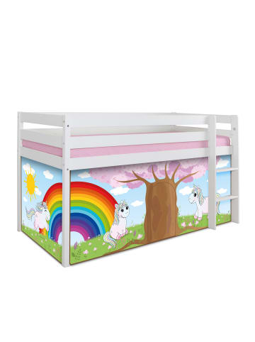 TICAA TICAA Hochbett "Einhorn Rainbow" Kiefer weiß in Weiß