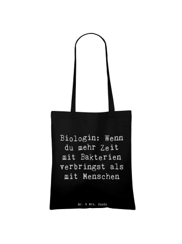 Mr. & Mrs. Panda Tasche Spruch Biologin Bakterienliebe mit Spruch in Schwarz