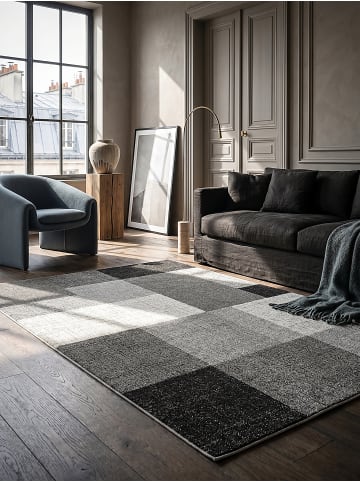 KADIMA DESIGN Kurzflorteppich Patchwork pflegeleicht Wohnzimmer Schlafzimmer Flur in Grau