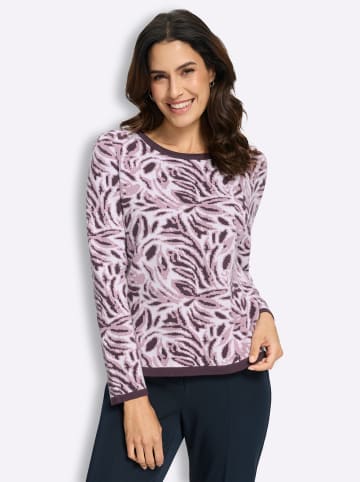 WITT WEIDEN Jacquard-Pullover in aubergine-ecru-gemustert
