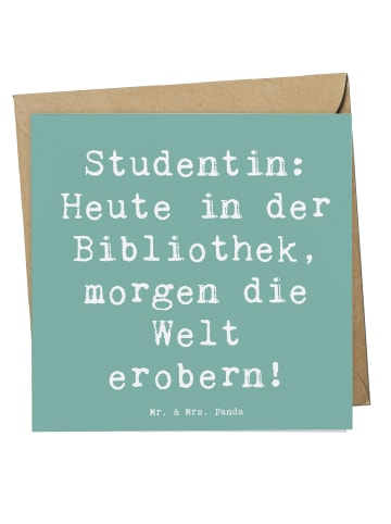 Mr. & Mrs. Panda Einladungskarte Spruch Studentin Traumwelt mit ... in Meeresbrise