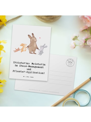 Mr. & Mrs. Panda Ansichtskarte Erzieherin Chaos-Management mit S... in Weiß